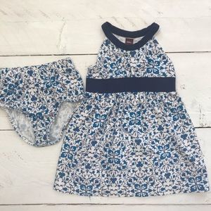 Tea Collection Blue & White Dress and Bloomers